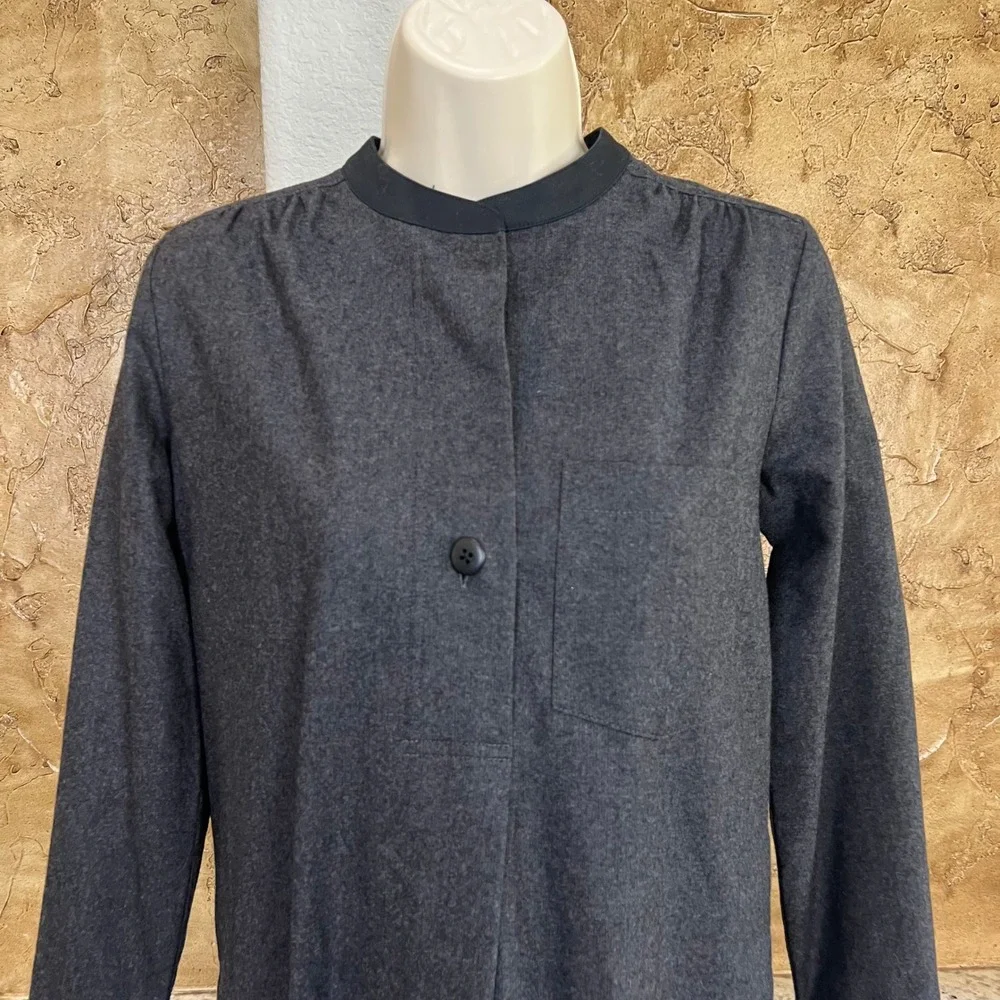 NWT Madewell Shirt Dress‎ XXS Charcoal Grey Wool Blend Mini Dark Academia Tunic